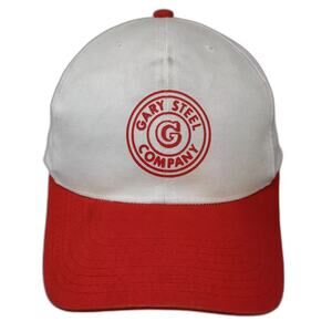 LitePro Snapback Hat White Red One Size Gary Steel Company Embroidered Logo OS